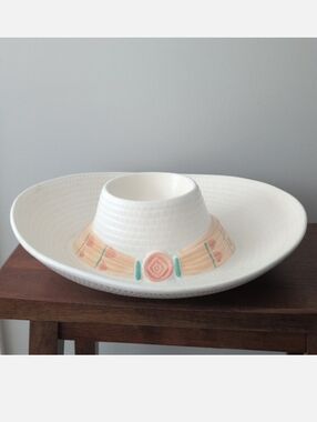 Vintage Treasure Craft Sombrero Chip and Dip Circa 1960s Mid Century Hat